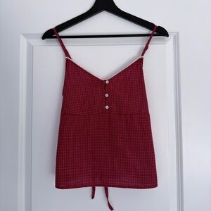 Brandy Melville Red Plaid Babydoll Cami